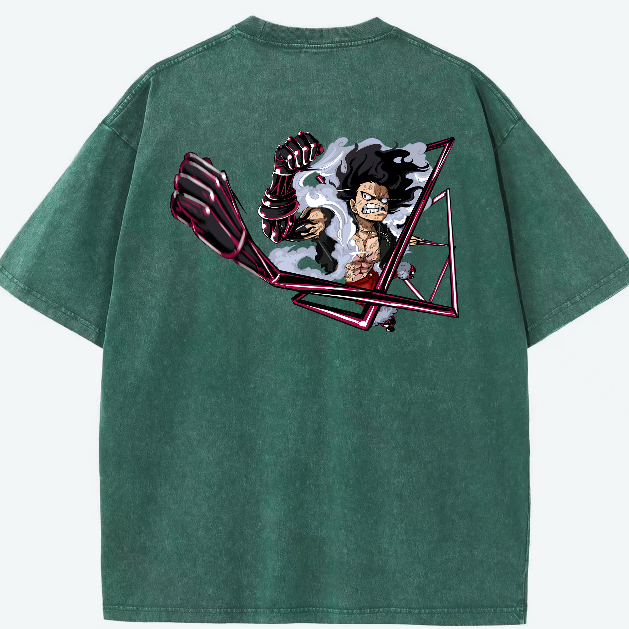 ワンピース モンキー・D・ルフィ ONE PIECE Monkey D. Luffy 綿100% ヴィンテージ風 半袖Tシャツ（背面プリント）